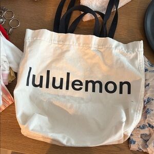 lululemon athletica White Tote with Black Handles